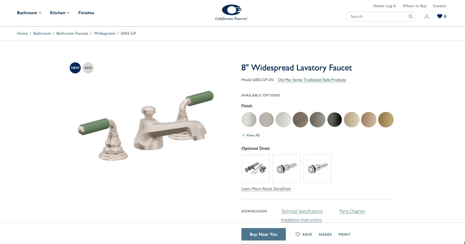 Cal Faucets website - lower section