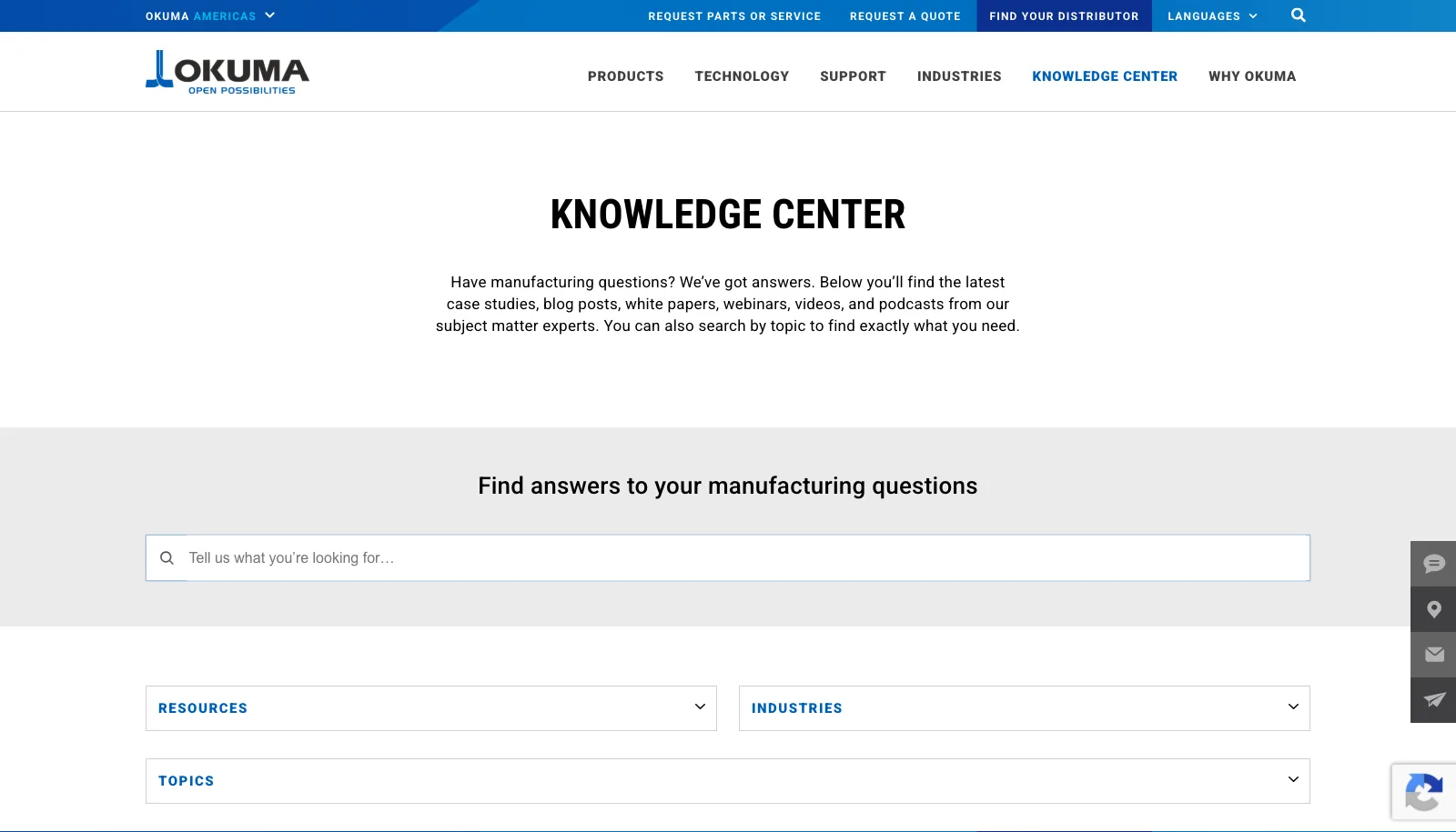Okuma America website - view 3