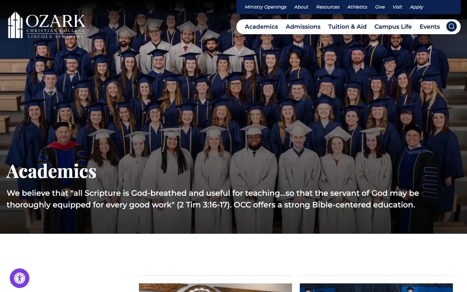 Ozark Christian College academics page